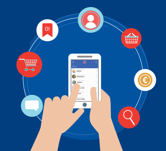 dibujo de móvil con acceso a varias apps App distribuidores alimentos  BGrup 2