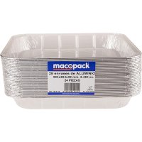 Bandeja Aluminio Macopal Rectangular 324x264 2450 Cc Pack 500 24 Piezas - 18841