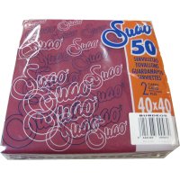 Servilletas Suao Punta Punta Burdeos 40x40 2 Capas Pack 50 - 19183