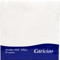 Servilletas Caricias Punta Punta Blancas 40x40 2 Capas 50 U - 19403