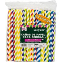 Cañas Don Palillo Papel Rayas Espiral Colores Bolsa 23 Cm 4 Packs De 250 U - 19812