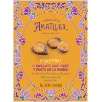 Hojas De Chocolate Amatller Con Leche Y Fruta De La Pasión Estuche 40 Gr Display 5 U - 20028