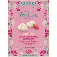 Hojas De Chocolate Amatller Blanco Con Fresas Estuche 40 Gr Display 5 U - 20029