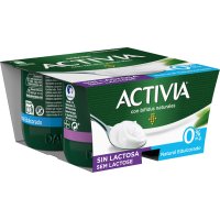 Yogur Activia 0% Sin Lactosa Natural Edulcorado 125 Gr Pack 4 - 20887