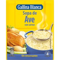 Sopa Gallina Blanca Ave Con Arroz Deshidratada Sobre 80 Gr 4 Serv - 43404