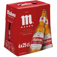 Cerveza Mahou Cinco Estrellas Botella 25 Cl Pack 6 - 44879