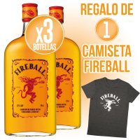 Whisky Fireball 70 Cl 3 Bot 33º + Camiseta - 83622
