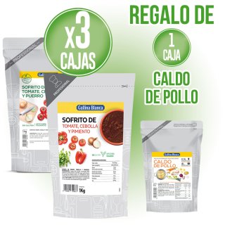 POR 3 SOFRITOS DE VERDURAS, REGALO DE 1 CALDO DE POLLO DOY-PACK DE 1/2 LITRO.