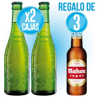 2 ALHAMBRA RESERVA 1925 SIN RETORNO + REGALO 3 MAHOU 5 ESTRELLAS 1/3 RETORNABLE