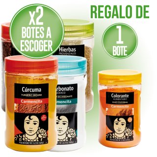 POR 2 BOTES DE ESPECIAS CARMENCITA A ELEGIR, REGALO DE 1 BOTE DE COLORANTE DE 625GR