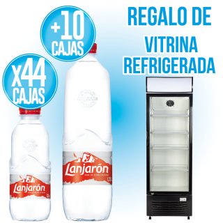 POR 44 CAJAS DE LANJARON DE 33CL + 10 CAJAS DE LANJARON DE 1250, REGALO DE UNA VITRINA DE 2 METROS.