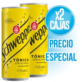 2 CAJAS SCHWEPPES TONICA LATA A PRECIO DIRECTO