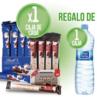2 CHOCOLATINAS LINDT GAMA AZUL + REGALO 1 FONT VELLA 1500 PACK