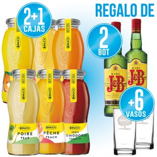 POR 2 CAJAS DE ZUMO RAUCH, REGALO DE OTRA CAJA, 6 VASOS Y 2 BOTELLAS DE WHISKY JB.