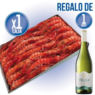 POR 1 CAJA DE GAMBAS, REGALO DE UN BOTELLA DE VIÑASOL.