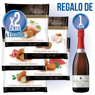 POR 16 BOLSAS DE CROQUETAS, REGALO DE 1 CAJA DE ESCUMOSO CASTELL D'ORDAL.