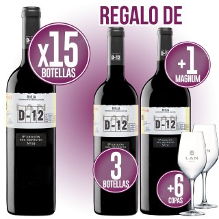 15 BOTELLAS LAN D-12 + REGALO 3 BOTELLAS LAN D-12 Y 1 MAGNUM D-12 Y 12 COPAS