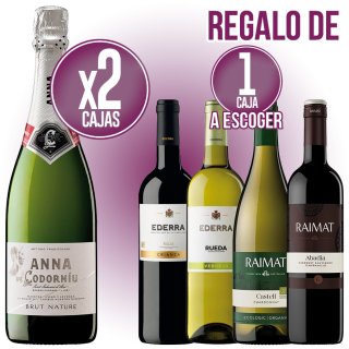 2 CODORNIU ANNA BRUT NATURE + REGALO 1 VINO EDERRA CRIANZA/VERDEJO O 1 RAIMAT ABADIA ECO/CHARDONNAY 