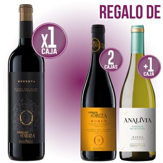 1 CONDADO ORIZA RESERVA + REGALO 2 CONDADO ORIZA ROBLE Y 1 ANALIVIA VERDEJO