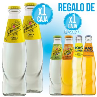 PER 1 CAIXA DE TÒNICA SCHWEPPES RETORNABLE, REGAL D'UNA CAIXA DE CITRIC SCHWEPPES O KAS.
