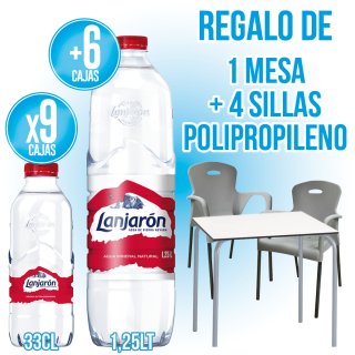 PER 9 LANJARÓN 33CL Y 6 LANJARÓN 1250, REGAL TERRASSA (TAULA MÉS 4 CADIRES POLIPROPILÈ).