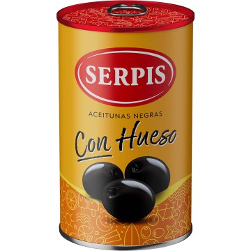 Aceitunas Serpis Negras Cacereñas Con Hueso Lata 300 Gr