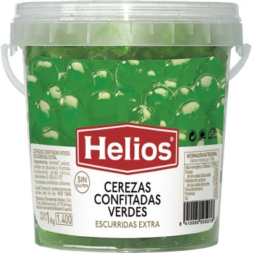 Cerezas Helios Confitadas Verdes Cubo 1 Kg