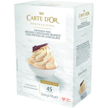 Mousse Carte D'or Chocolate Blanco Polvo Caja 266 Gr 3 Sobres 45 Raciones