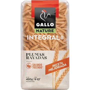 Macarrones Gallo Pluma Rayada Integral 450 Gr