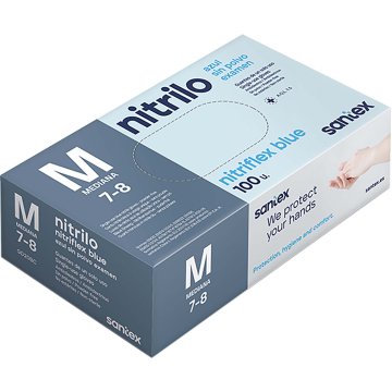 Guantes Santex Nitrilo Sin Polvo Azul Caja T-m 100 U