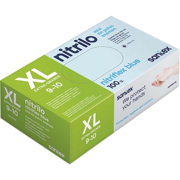 Guantes Santex Nitrilo Sin Polvo Azul Caja Talla Xl 100 U