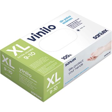 Guants Santex Vinil Sense Pols Transparent Caixa T-xl 100 U