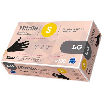 Guantes Rubberex Nitrilo G.touch Negro T-s Pack 100 Sin Polvo