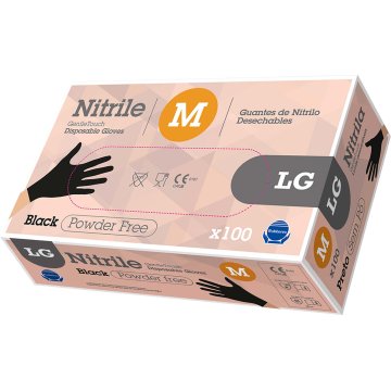Guantes Rubberex Nitrilo G.touch Negro T-m Pack 100 Sin Polvo