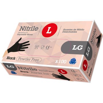 Guantes Rubberex Nitrilo G.touch Negro T-l Pack 100 Sin Polvo