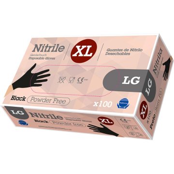 Guantes Rubberex Nitrilo G.touch Negro T-xl Pack 100 Sin Polvo