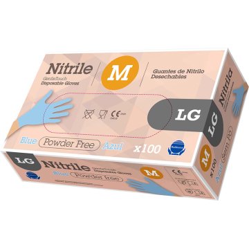 Guantes Rubberex Nitrilo G.touch Azul Medianos Talla M Pack 100 Sin Polvo