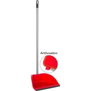Recogedor Amapola Antivuelco Con Filo De Goma Rojo + Palo Metálico Enroscado