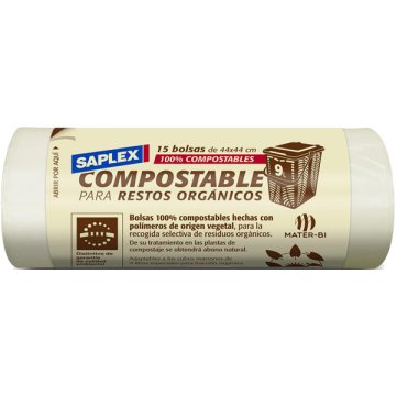 Bossa D'escombraries Saplex Compostable Transparent 44x44 Pack 15