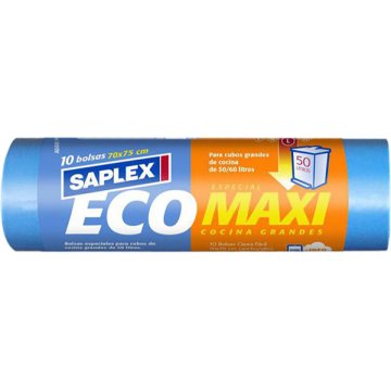 Bolsa Basura Saplex Eco Maxi Azul 70x75 Pack 10