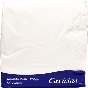 Servilletas Caricias Cenefa Blancas 40x40 2 Capas 100 U