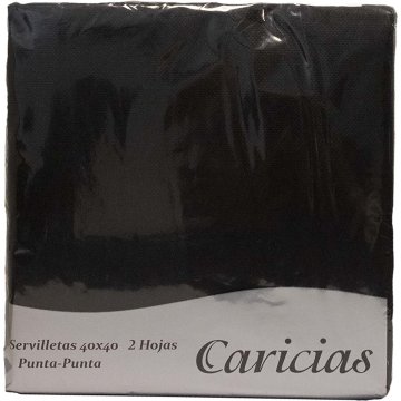 Servilletas Caricias Punta Punta Negras 40x40 2 Capas 50 U