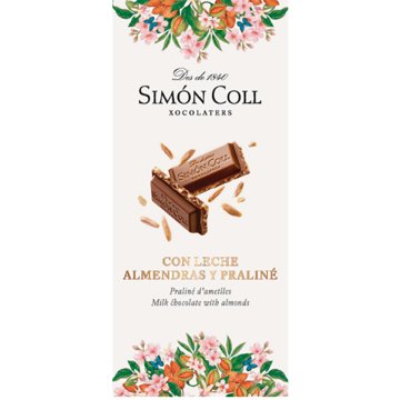 Chocolate Simón Coll Con Leche Almendras Y Praliné Tableta 100 Gr