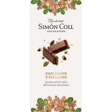 Chocolate Simón Coll Con Leche Y Pistacho Tableta 100 Gr