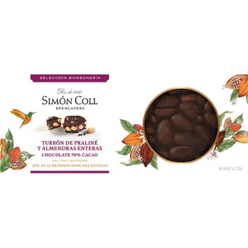 Torró Simón Coll Gamma Blanca 70% Cacau, Praliné I Ametlles 250 Gr