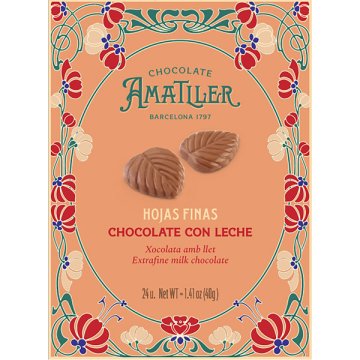 Hojas De Chocolate Amatller Con Leche Estuche 40 Gr Display 5 U