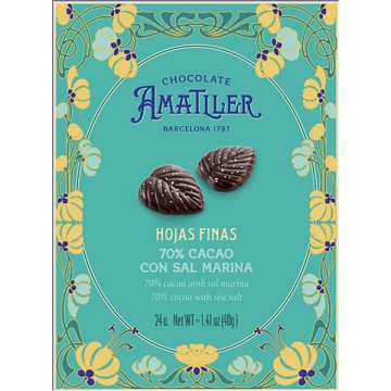 Hojas De Chocolate Amatller 70% Cacao Con Sal Marina Estuche 40 Gr Display 5 U