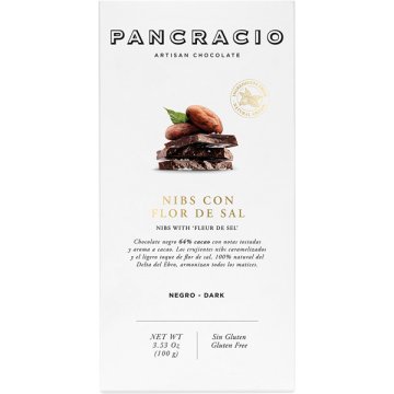 Chocolate Pancracio Nibs Con Flor De Sal Negro Tableta 100 Gr