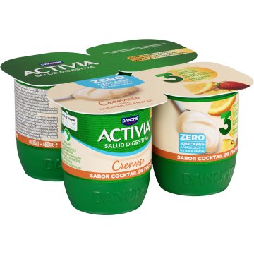 Yogur Danone Activia 0% Cocktail De Frutas Cremoso 115 Gr Pack 4