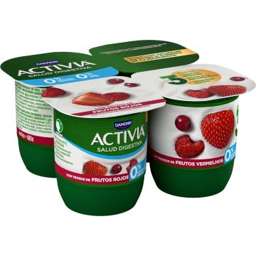 Iogurt Danone Activia 0% Fruits Vermells 120 Gr Pack 4